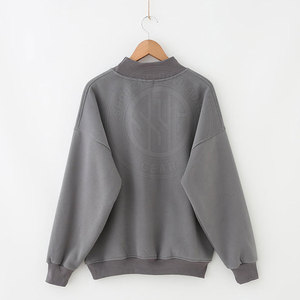 Custom Women Oversized Mock Neck Sweatshirt with Contrast Rib Collar Cuffs and Hem heavyweight fleece mockneck women sweatshirts - Product Image 3