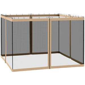 <b>Replacement</b> Beige Mesh Sidewall Netting with <b>Zippers</b> for 10FT X 10FT Gazebos and Canopy Tents Tent Accessories - Product Image 1