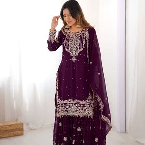 Ensemble de sharara brodé lourd pour femmes – Fabricant et exportateur de vêtements ethniques haut de gamme - Product Image 1