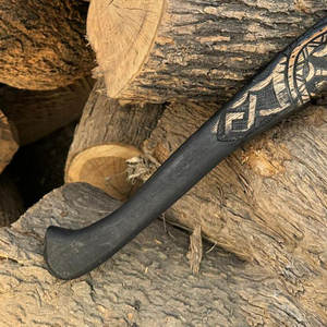 Classic Industrial Grade Viking <b>Axe</b> Inspired by Ancient Scandinavia with Decorative Head and Artisan Wood Handle - Product Image 6