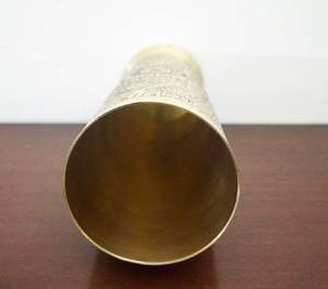 Vaso Patiala de Latón con Diseño Kalamkari Hecho a Mano, Vaso Tradicional para Lassi |   Vajilla Premium para Servir Leche, Jugo y Agua - Product Image 3