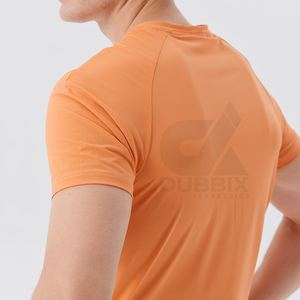 Camiseta de Manga Corta para Hombre, Color Naranja, Cuello Redondo, Corte Regular, Secado Rápido, Tejido de Punto, Color Sólido, Estilo Casual 2026 - Product Image 3