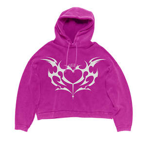 Sudadera con capucha extragrande de forro polar grueso de poliéster/algodón, con lavado ácido, bordado y estampado digital, personalizada, llamativa, informal y ecológica para - Product Image 1