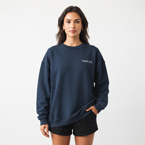 Sweat-shirt à col rond pour femme de haute qualité, à épaules tombantes, surdimensionné, brodé, à manches longues, décontracté - Product Image 1