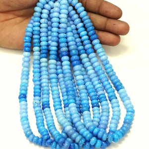 Cuentas de Ópalo Azul Congelado en Forma de Rondelle: Gemas de Calidad AAA para Joyería y Artesanía - Product Image 3