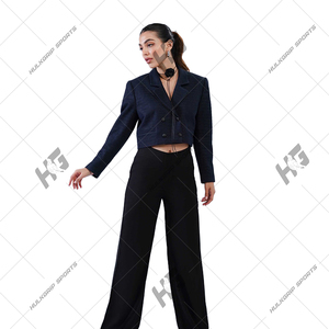 Chaqueta Blazer de Lana para Mujer, Diseño Sólido con un Solo Botón, Antiarrugas, Bordado 3D, Cuello en V, Manga Larga, Otoño Invierno - Product Image 4