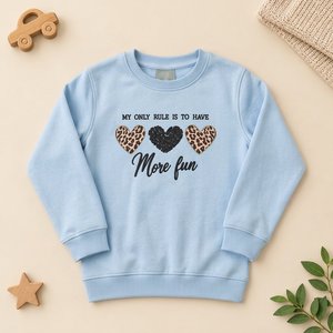 Girls Solid Color Crew Neck Sweatshirt Long Sleeve Leopard <b>Heart</b> Letter <b>Print</b> Pullover <b>Top</b> - Product Image 2
