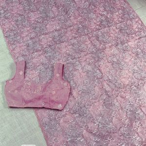 Sari de seda Chanda premium con bordado de hilo y lentejuelas al estilo turco, con blusa de diseñador, precio al por mayor de Royal Export - Product Image 5