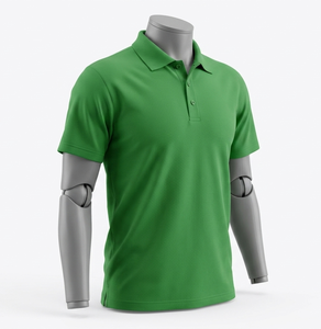 Men's Green Polo Shirt Short Sleeve Turn-<b>down</b> Collar Regular Fit Solid Color All Seasons - Product Image 1