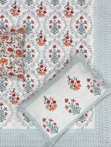 Artisan Handmade Floral Block Printed Bedsheet | Bulk Cotton Indigo Blue Bed Cover | Traditional Indian Textile Bedspread - Product Image 4