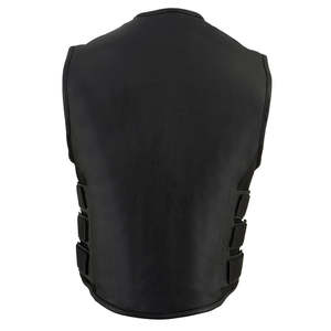 Gilet en cuir pour homme, en cuir véritable épais, style motard, avec fermeture éclair sur le devant, vêtement d'extérieur pour moto, prix d'usine - Product Image 6