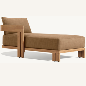 Chaise longue en teck équipée d'un matelas en mousse souple et résistant, idéale pour se détendre près de la piscine de l'hôtel - Product Image 4