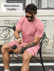 Men Summer Short Set Crewneck <b>T</b> Shirt and <b>Track</b> Shorts 2 Piece Outfit Bulk Supplier - Product Image 5