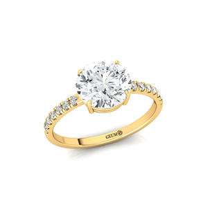 Anillo de Oro Sólido de 14k/18k con Diamante Cultivado en Laboratorio, Corte Redondo, Certificado por IGI, VVS, Anillo de Compromiso Personalizado para Mujer, Joyería Fina - Product Image 4