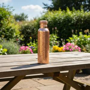 Bouteille d'eau en cuivre gravée de luxe, anti-fuite, 1000 ml, écologique, avec poignée, pour la santé ayurvédique, bureau, maison, salle de sport - Product Image 5