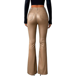 Pantalon en similicuir pour femme, taille haute, coupe droite, extensible, style décontracté streetwear, écologique et respirant - Product Image 4