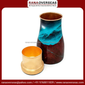 Bouteille de chambre en cuivre pur de qualité supérieure 1100 ML Himalaya Meena Print Design Anti-fuite Ayurvédique Drinkware Pot en cuivre - Product Image 3