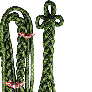 Green <b>Braided</b> Aiguillette Shoulder <b>Cord</b> Aiguillette <b>Cord</b> With Brass Tip Metallic Gold Tip - Product Image 2