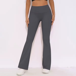 Leggings de yoga personalizados al por mayor para mujer, de poliéster y elastano, de corte acampanado, cintura alta, corte en V, efecto levantamiento de glúteos, secado rápido, transpirables, para gimnasio. - Product Image 1
