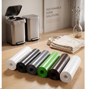 Drawstring Biodegradable Industrial Style Trash Bags Black <b>Strong</b> Garbage Bags Easy Use for Home Kitchen Office Waste Disposal - Product Image 5