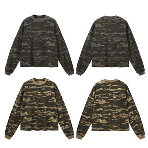 T-shirts à manches longues camouflage unisexe sur mesure, bicolores, coupe oversize, streetwear en coton - Product Image 6
