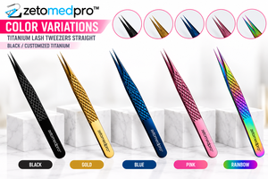 Set de Pinzas para Extensión de Pestañas ZETOM, con Punta de Fibra, de Acero Inoxidable, Curvas, para Volumen, Slim Boot, en Colores Verde Azulado y Rosa, Personalizables - Product Image 6