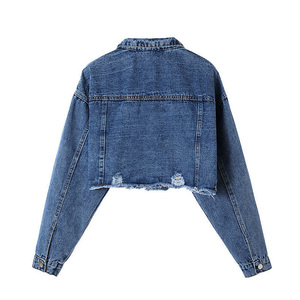 Chaqueta vaquera corta de moda 2026 para mujer – Abrigo de mezclilla azul para primavera y otoño, ropa exterior estilo motero para damas, venta al por mayor OEM de gran demanda - Product Image 5