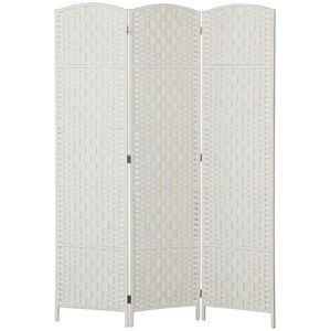 Paravento Pieghevole Artigianale a 3 Pannelli, Alto 1,8 m, Divisorio Portatile in Carta Intrecciata Bianco per Camera da Letto - Product Image 1