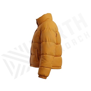 Hooded Quilted Waterproof <b>Bubble</b> Jacket Black Full Sleeve Winter Windproof Cotton Shell Knitted Fabric Polyester Filling Stand - Product Image 3