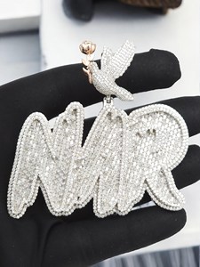 Colgante con Nombre NMR Iced Out con Paloma y Rosa, Joyería Hip Hop de Lujo, Pieza Brillante de Diamantes Personalizada, Plata de Ley - Product Image 4