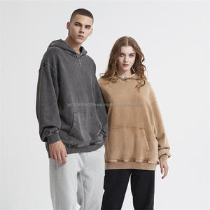 Sweat à capuche lavé à l'acide 100 coton uni lourd série unisexe lavage vieux pull Vintage goutte épaule sweats à capuche et sweats - Product Image 4