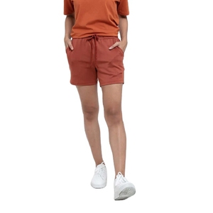 กางเกงขาสั้นผู้หญิงดีไซน์ใหม่ สีพื้น ผ้าถักเนื้อฝ้าย เอวกลาง ทรงหลวม รูดเชือกผูก แห้งเร็ว สปอร์ต แคชชวล ระบายอากาศได้ดี - Product Image 3