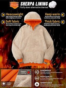 Wholesale Custom Sherpa <b>Lined</b> <b>Hoodie</b> <b>Men</b> Heavyweight Warm Fleece Pullover Hooded Sweatshirt Private Label Manufacturer - Product Image 4