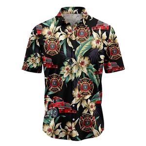 เสื้อเชิ้ตฮาวายพิมพ์ลายดิจิทัลสำหรับผู้ชาย กำลังเป็นที่นิยม ผลิตจากผ้าฝ้ายผสมโพลีเอสเตอร์ เสื้อเชิ้ตฤดูร้อนลำลองติดกระดุม ผู้ผลิตขายส่ง - Product Image 5