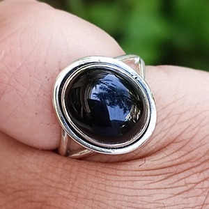 Black Onyx <b>Ring</b> 925 Sterling <b>Silver</b> Handmade Boho <b>Statement</b> Promise <b>Ring</b> for Women Natural Oval Black Onyx <b>Ring</b> July Birthstone - Product Image 4