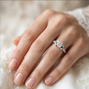 แหวนเพชรกึ่งยาว18K ดีไซน์แบบโซลิแทร์สำหรับงานแต่งงานแหวนเพชรแท้สีทองขาวสำหรับการหมั้นหมาย - Product Image 2