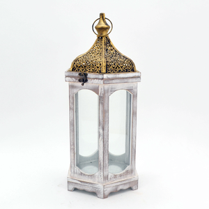 Farol Colgante Grande de Madera y Vidrio, Ecológico, Rústico Vintage, con Impresión Tipográfica, Tamaño Personalizable, Marca Multi-Craft - Product Image 1