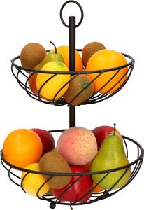 Panier à fruits noir à 2 niveaux en fil métallique, panier à fruits et légumes pour comptoir, organisateur de cuisine pour pain, collations, légumes, produits frais - Product Image 5