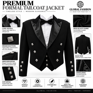 Chaleco de Chaqueta Prince Charlie, Chaqueta Formal Escocesa para Hombre, Diseño de Parches, 100% Lana, Chaleco Elegante con Botones Plateados - Product Image 2