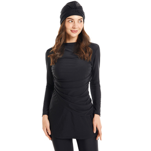 Wholesale Rate 2026 New Custom Solid Islamic Muslim <b>Swimwear</b> Women Modest Long Sleeve Top Matching Turban <b>Burkini</b> Swimsuit Set - Product Image 6