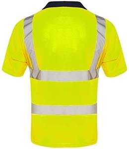 T-shirt de sécurité jaune haute visibilité avec bandes réfléchissantes, vêtements de travail pour hommes, matière polyester - Product Image 3