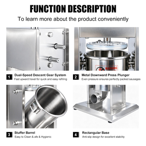 Nouvelle machine à saucisses et à garnir manuelle Welldone de 5 L en acier inoxydable de qualité alimentaire avec certification CE pour usage commercial - Product Image 5