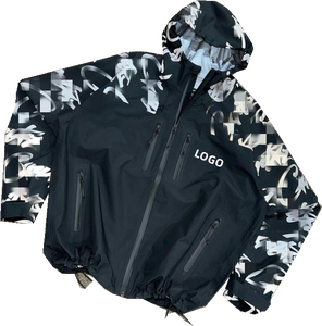 Custom Logo <b>Reflective</b> Print <b>Running</b> <b>Jacket</b> Men's Waterproof Shell Hooded <b>Jacket</b> Coat Nylon Windbreaker Zip <b>Jacket</b> for Men - Product Image 3