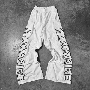 Men's Black Wide Leg Sweatpants Elastic Waist Lightweight Breathable Casual Pants Heat Transfer <b>Letter</b> Print Summer St - Product Image 2