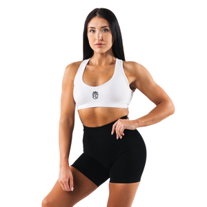 Soutien-gorge de sport blanc sans coutures pour femme, dos ouvert, coupe ajustée, maintien élevé, idéal pour le yoga, la gym, le fitness et les entraînements, haut de sport - Product Image 1