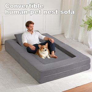 Sofá Cama Moderno y Compacto para Perros y Adultos, Tela de Pana para Sala de Estar y Dormitorio, No Requiere Montaje - Product Image 5