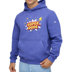 Sudadera con Capucha y Estampado Estilo Cómic para Hombre, de Algodón y Felpa, Estilo Urbano Informal, Fabricación OEM, Venta al Por Mayor, Azul - Product Image 1