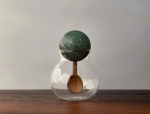 Designer Glass <b>Storage</b> Jar With Marble Lid And Wooden Spoon Elegant <b>Kitchen</b> Decor And Dry <b>Storage</b> <b>Container</b> From India - Product Image 6