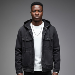Chaqueta de Mezclilla para Hombre, Estilo Casual, Clásica, de Manga Larga, con Botones, Negra, Lavada, de Invierno, Talla Grande, con Logotipo Personalizado, Calidad Premium OEM 2026 - Product Image 4