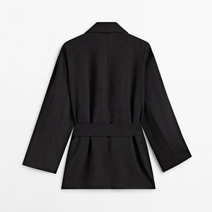 Abrigos de lana largos sin cuello para mujer, chaqueta de invierno para mujer - Product Image 2
